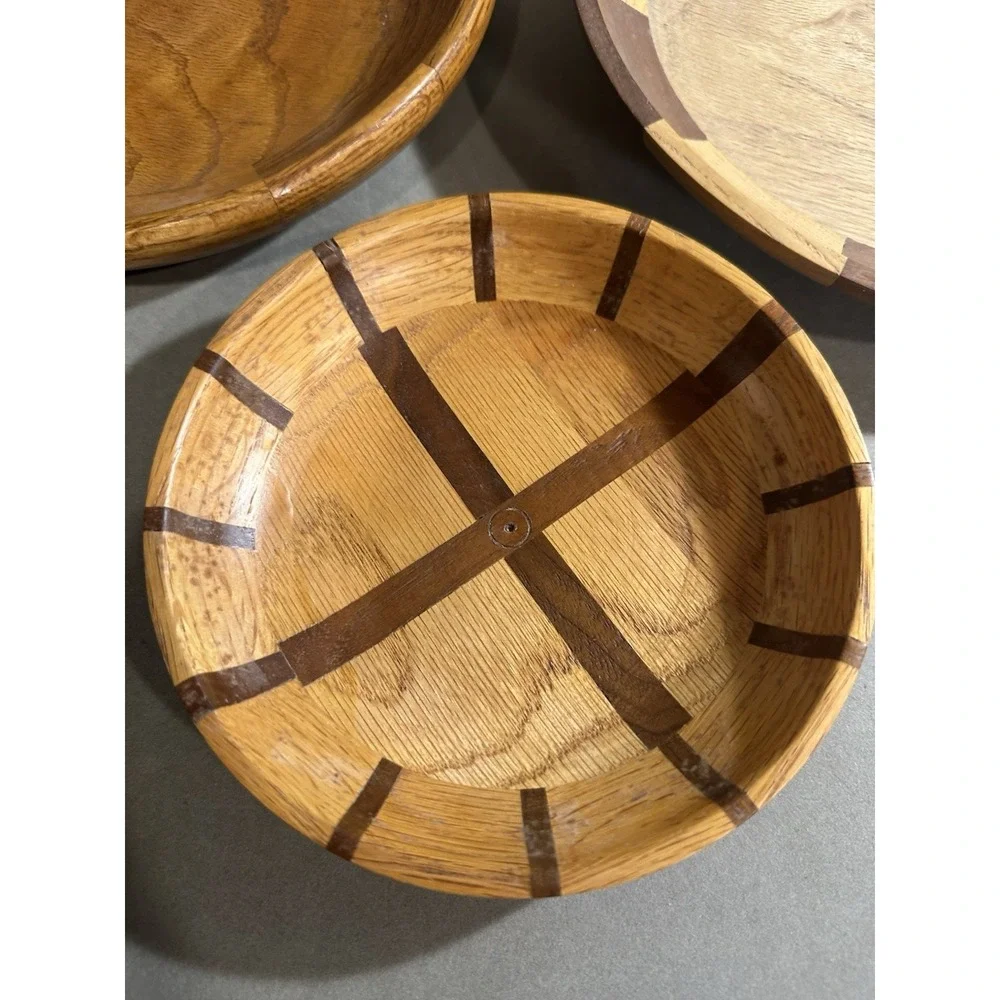 Vintage Handmade Wooden Dish Lot Of 3‎